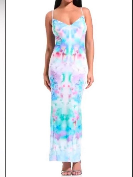 AFRM Dresses & Skirts - New AFRM Pastel Watercolor Maxi Dress - White with Blue, Pink, Green large